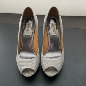 Badgley Mischka Ponerosa stilleto heels shoes silver 7.5m